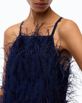 Abito corto con piume - | Pinko
