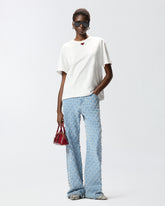 T-shirt con ricamo cuore - Bianco | Pinko