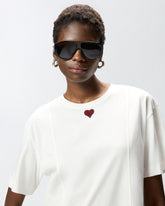 T-shirt con ricamo cuore - Bianco | Pinko