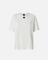 T-shirt with heart embroidery - | Pinko