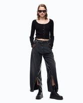 Jeans balloon fit con inserti in tela spalmata - | Pinko