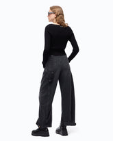 Jeans balloon fit con inserti in tela spalmata - | Pinko