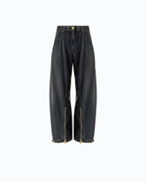 Jeans balloon fit con inserti in tela spalmata - | Pinko