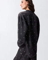 Blusa in denim scuro con occhielli - | Pinko