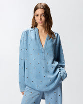Blusa in denim con occhielli - | Pinko