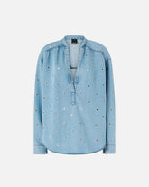Blusa in denim con occhielli - | Pinko