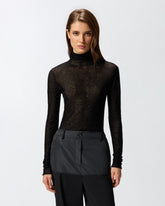 Maglia aderente a collo alto con micro paillettes - | Pinko