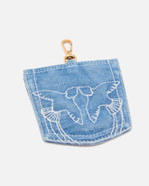 Charm portacarte a forma di tasca in denim - | Pinko