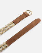 Cintura in pelle con decorazioni metalliche 3 cm - | Pinko