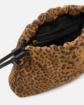 Small suede shoulder clutch with leopard print - | Pinko