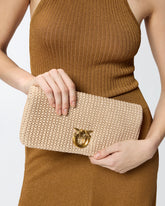Love Bag Click Soft Horizontal Classic medium crossbody clutch in raffia - | Pinko