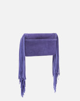 Love Bag Click Soft Horizontal Mini crossbody clutch in suede with fringing - | Pinko