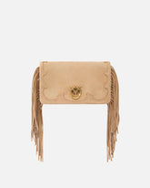 Μικρό τσαντάκι χιαστί Love Bag Click Soft Horizontal Mini από σουέτ με κρόσσια - | Pinko