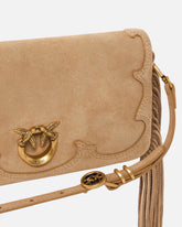 Μικρό τσαντάκι χιαστί Love Bag Click Soft Horizontal Mini από σουέτ με κρόσσια - | Pinko