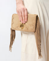 Μικρό τσαντάκι χιαστί Love Bag Click Soft Horizontal Mini από σουέτ με κρόσσια - | Pinko