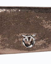 Love Bag Click Soft Horizontal small crossbody clutch in laminated snake-print leather - | Pinko