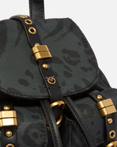 Zaino piccolo in nylon con stampa animalier - | Pinko