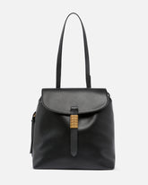 Zaino medio Saddle Backpack in pelle con anelli logati - | Pinko