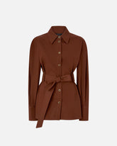 Giacca in cotone con cintura - | Pinko