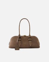 Escape Bag Horizontal large shoulder bag in suede - | Pinko