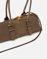 Escape Bag Horizontal large shoulder bag in suede - | Pinko