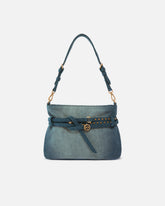 Borsa a spalla piccola Belt Bag Mini in denim - Blu | Pinko