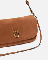 Love Bag Click Soft Horizontal Handle medium crossbody bag in suede - | Pinko