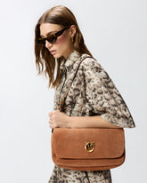 Love Bag Click Soft Horizontal Handle medium crossbody bag in suede - | Pinko
