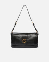 Borsa a tracolla media Love Bag Click Soft Horizontal Handle in pelle shiny - | Pinko