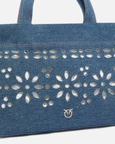 Borsa shopper media in denim sangallo - | Pinko