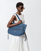 Borsa shopper media in denim sangallo - | Pinko