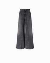 Flared jeans with super wide leg in black denim - | Pinko