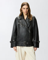 Giacca biker stile chiodo in pelle - | Pinko