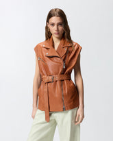 Gilet stile biker in pelle - | Pinko