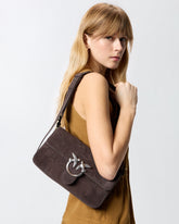 Love Bag One Slouchy medium shoulder bag in suede with inlays - | Pinko
