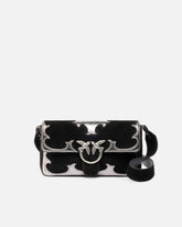 Borsa a spalla media Love Bag One Slouchy in suede con intarsi - Multicolor Nero-Argento | Pinko