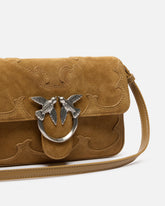 Mini Love Bag One Slouchy small shoulder bag in suede with inlays - | Pinko
