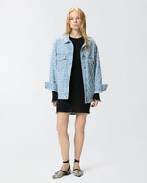 Giubbino in denim con disegno rombi e strass - | Pinko