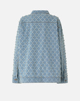 Giubbino in denim con disegno rombi e strass - | Pinko