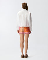 Chemise cropped en coton à rayures et logo - | Pinko