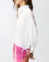 Chemise cropped en coton à rayures et logo - | Pinko