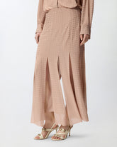 Gonna midi con frange e strass - Tortora | Pinko