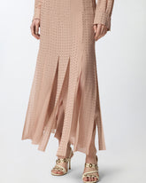 Jupe midi à franges et strass - | Pinko