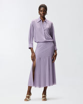 Midi skirt with fringes and rhinestones - Lilac | Pinko