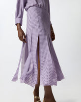 Midi skirt with fringes and rhinestones - Lilac | Pinko