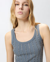 Top canotta con dettagli gioiello - Grigio | Pinko