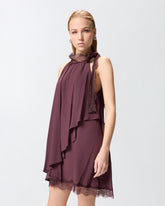 Abito in crêpe de Chine con inserti in pizzo - | Pinko
