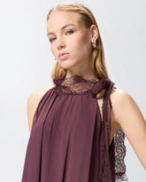 Abito in crêpe de Chine con inserti in pizzo - | Pinko