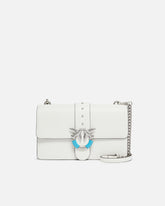Sac porté épaule moyen Love Bag One en cuir avec boucle turquoise - | Pinko