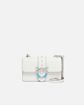 Borsa a spalla Mini Love Bag One in pelle con fibbia turchese - Bianco | Pinko